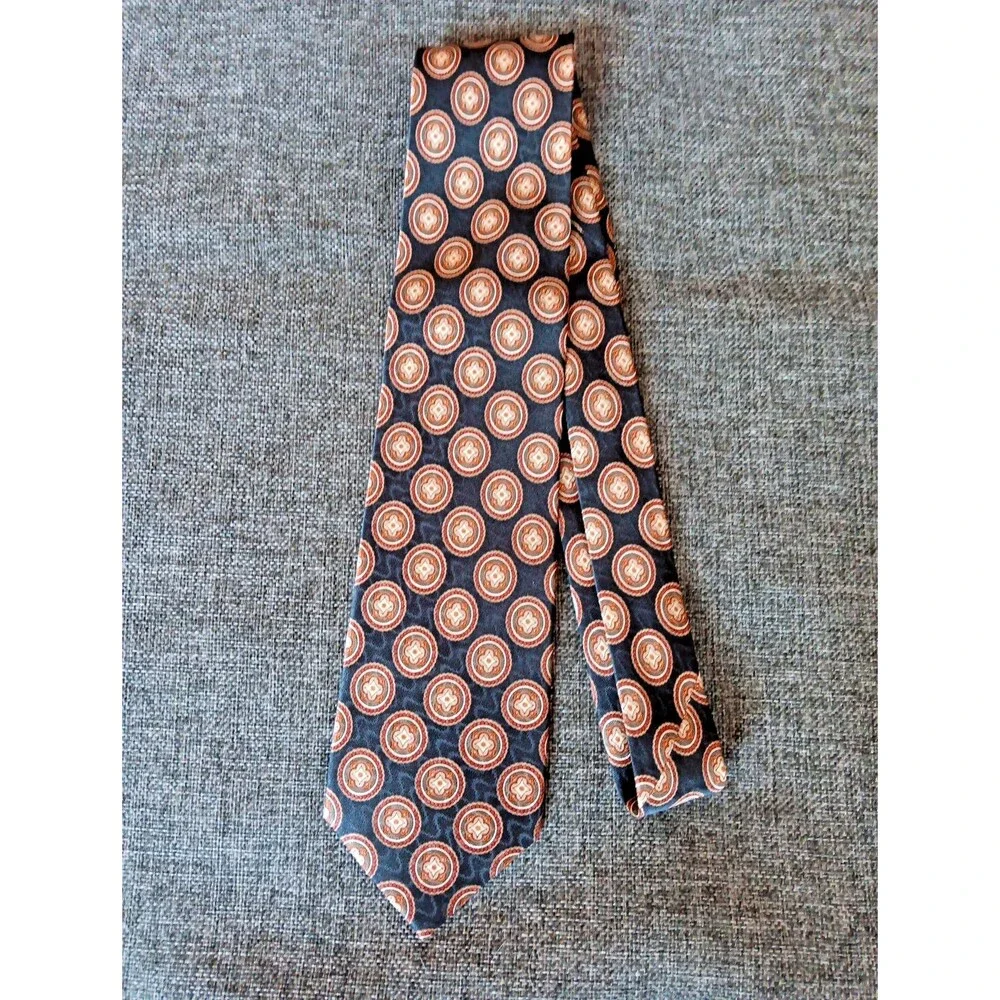 Tie 70s 80s 90s Y2K Mens Jos A Bank Silk Black Brown Beige 3.5 Wide 60 Long